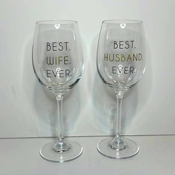 New Wife & Husband Wine Glass Set - Picture 1 of 4
